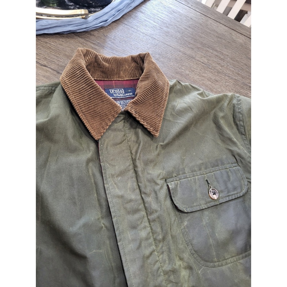 Rare 80s Ralph Lauren Polo Canvas Hunting Jacket Corduroy Trim XL DISTRESSED